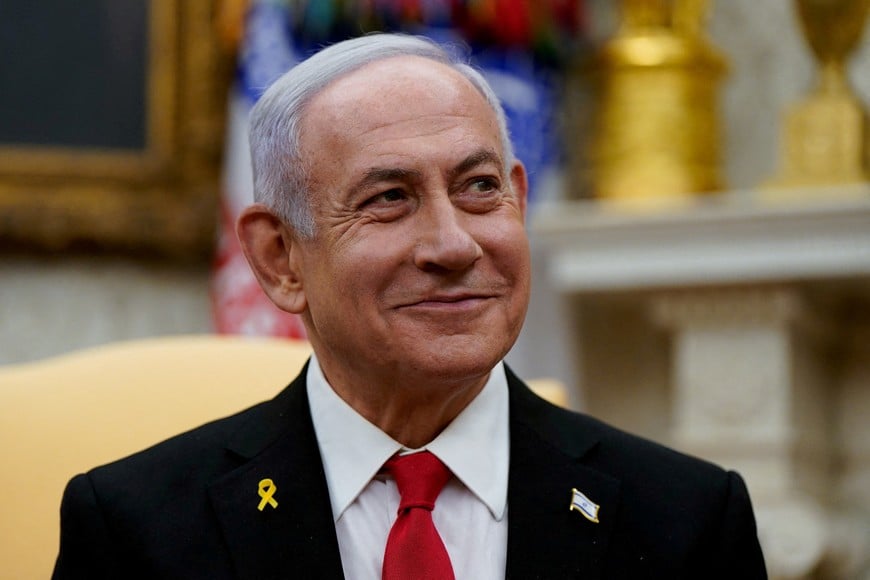 Israeli Prime Minister Benjamin Netanyahu and U.S. President Donald Trump (not pictured) meet at the White House in Washington, U.S., February 4, 2025. REUTERS/Elizabeth Frantz     TPX IMAGES OF THE DAY