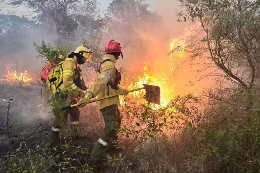 Bomberos y brigadistas, trabajan intensamente para controlar los focos activos.