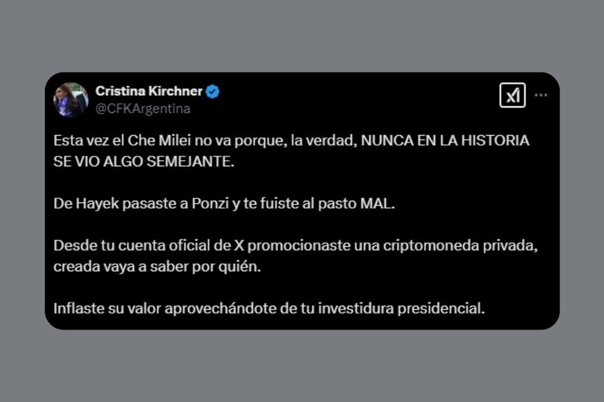 El inicio de la publicación de CFK.