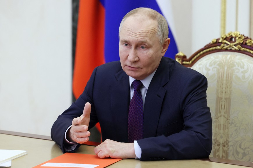 Russian President Vladimir Putin chairs a meeting with members of the Security Council via video link in Moscow, Russia February 22, 2025. Sputnik/Mikhail Metzel/Pool via REUTERS ATTENTION EDITORS - THIS IMAGE WAS PROVIDED BY A THIRD PARTY.