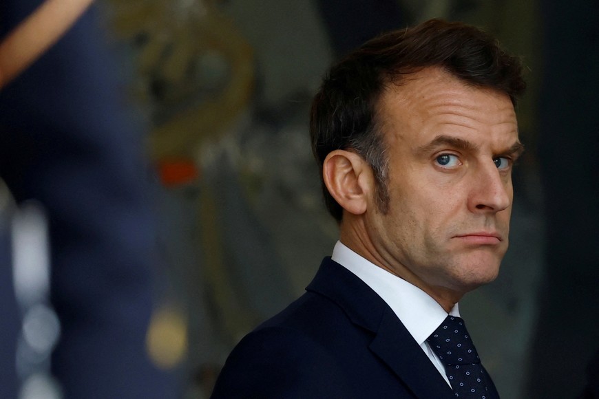 French President Emmanuel Macron waits for the arrival of guests for a second meeting on Ukraine and European security at the Elysee Palace in Paris, France, February 19, 2025. REUTERS/Stephanie Lecocq      TPX IMAGES OF THE DAY