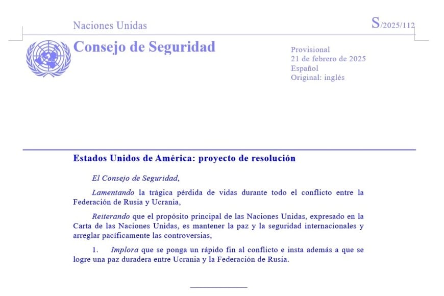 La resolución del Consejo de Seguridad de las Naciones Unidas.