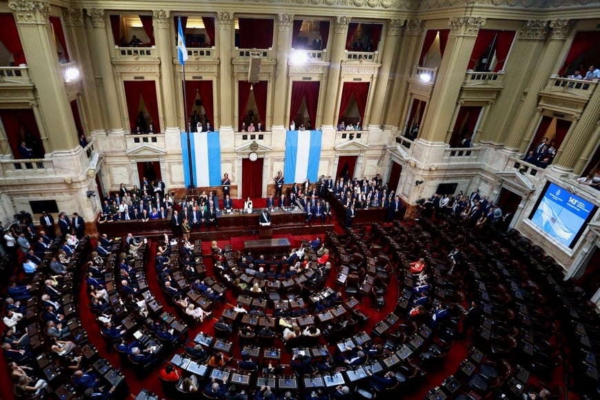 Argentina's President Javier Milei attends the opening session of the legislative term, at the National Congress, in Buenos Aires, Argentina, March 1, 2025. REUTERS/Matias Baglietto