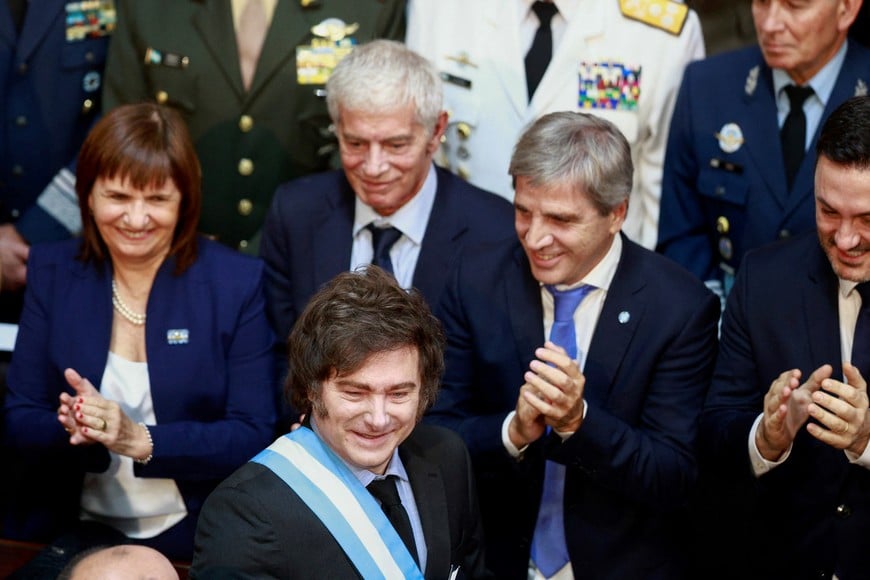 Argentina's President Javier Milei reacts on the day he attends the opening session of the legislative term, at the National Congress, in Buenos Aires, Argentina, March 1, 2025. REUTERS/Matias Baglietto