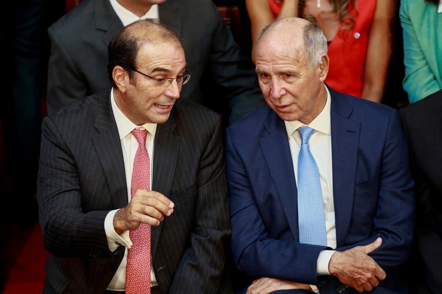 Members of Argentina's Supreme Court, Manuel Garcia-Mansilla and Ricardo Lorenzetti attend the opening session of the legislative term, at the National Congress, in Buenos Aires, Argentina, March 1, 2025. REUTERS/Matias Baglietto