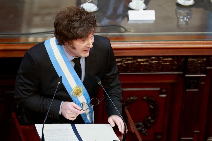 Argentina's President Javier Milei attends the opening session of the legislative term, at the National Congress, in Buenos Aires, Argentina, March 1, 2025. REUTERS/Matias Baglietto