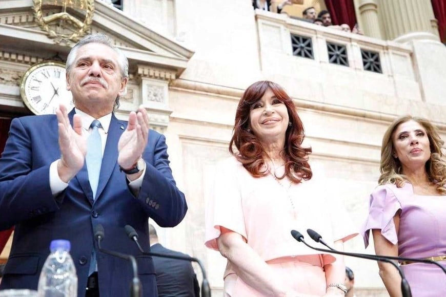 Alberto Fernández junto a su vice Cristina Kirchner en la apertura de sesiones de 2023.