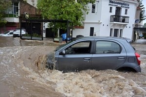 A car is seen during floodings in the city of Bahia Blanca, in the province of Buenos Aires, Argentina March 7, 2025. REUTERS/Juan Sebastian Lobos