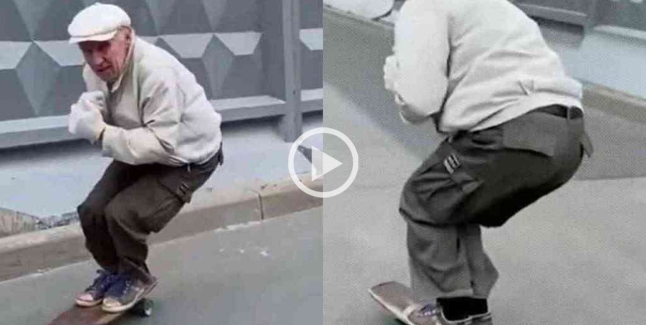 Video: tiene 73 años, sorprende andando en skate y se volvió viral en las redes sociales