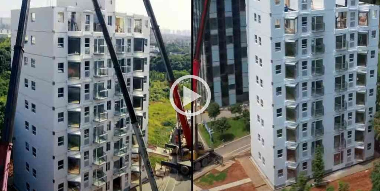 Video: construyen un edificio de 10 pisos en poco menos de 29 horas