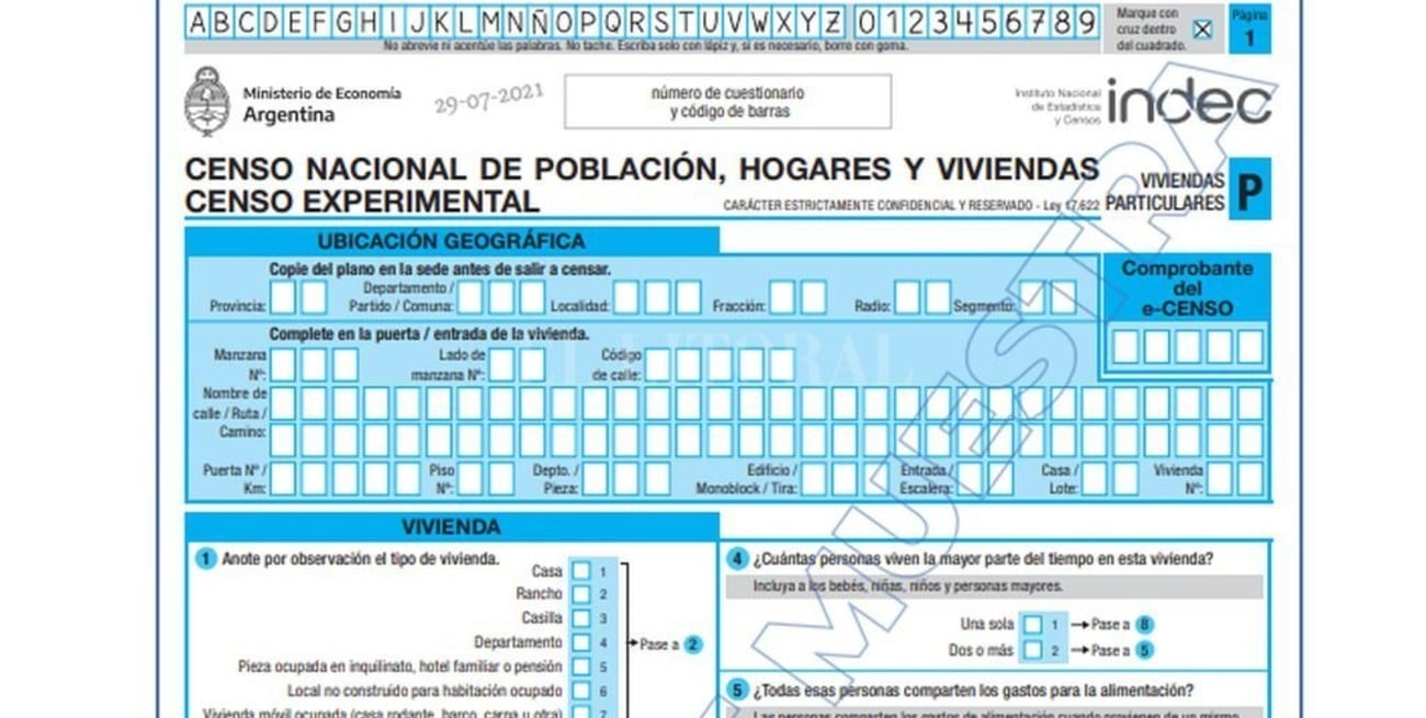 Cuáles serán los datos que se preguntarán en el Censo 2022