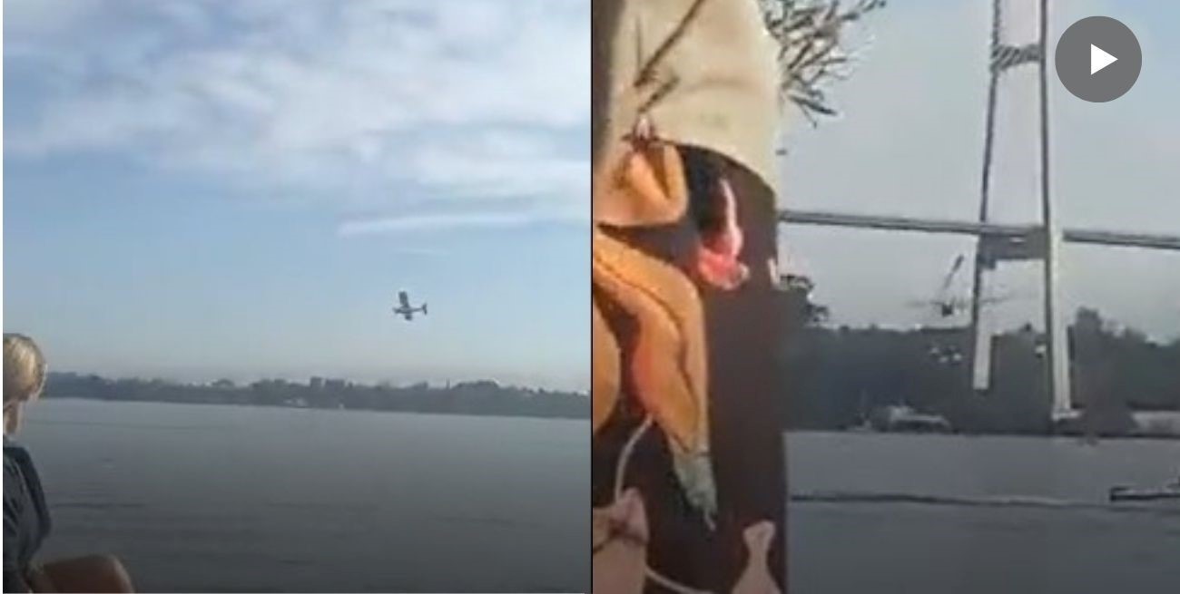 Video: peligrosa maniobra de una avioneta para pasar por debajo del puente Rosario-Victoria