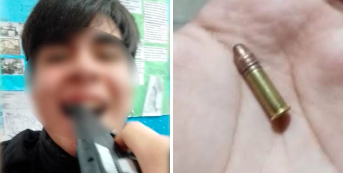 Video: un alumno de quinto año simuló fusilar a sus compañeros de clases con la réplica de una Bersa calibre 22 