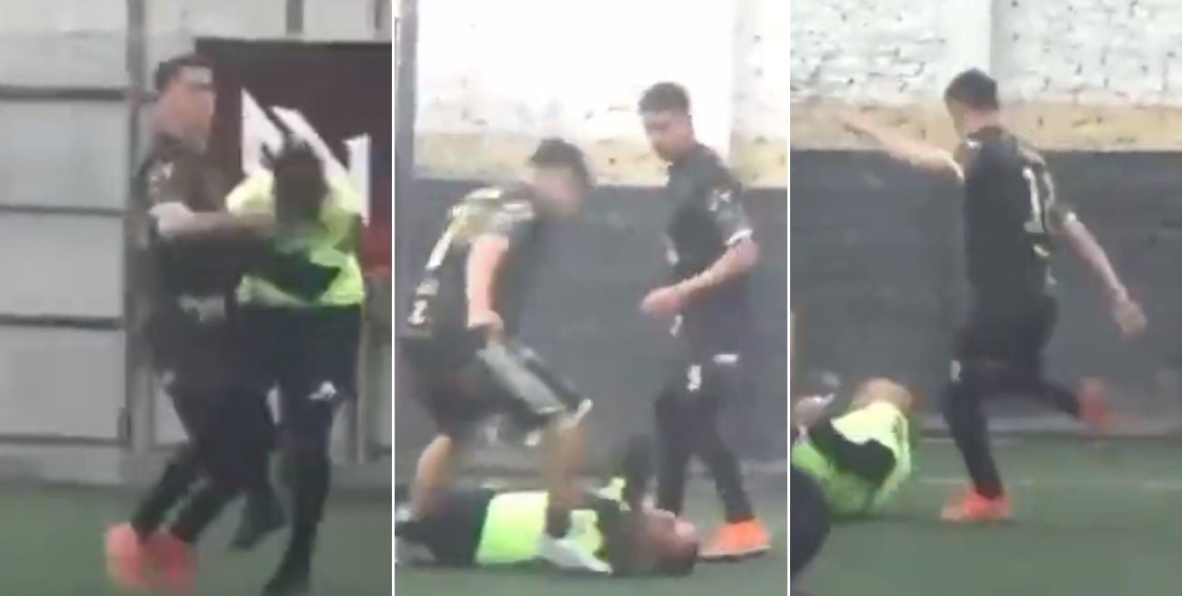 Video: brutal agresión a un árbitro en una liga amateur; terminó desmayado