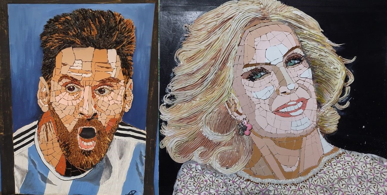 De Mirtha a Messi: la artista que hace retratos en mosaico de íconos santafesinos
